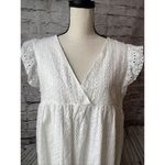 Miss Sparkling White Eyelet Dress Pullover Beach Boho Surplice V Neck Womens XL‎ Photo 1
