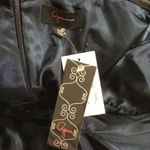 AQUA NEW  Off-the-shoulder center notch‎ Chiffon Gown In Navy, size 2 Photo 15