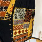 Vintage Pelican Cove 90s Boho Patchwork Rayon Midi Dress Festival Earthy Large Black Photo 6