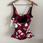 Athleta NWT Square Neck Bra Cup Tankini Swim Top Floral Modest 34D/DD Photo 3