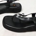 ZARA FLATFORM LEATHER SANDALS Black Photo 5