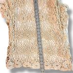 Forever 21 Open Knit Crochet Floral Doilies Short Sleeve Boho Shirt  Hippie L Photo 6