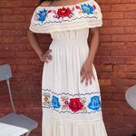 Free People White embroidered Spanish style off the shoulder midi dress size small Photo 0
