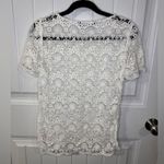 ZARA White Lace Fitted Short Sleeve Blouse Photo 3