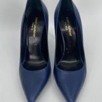 Saint Laurent Paris Pointed Toe Calfskin Pump Navy Blue Photo 6