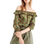 J.Crew  Bardot Summer Elephant Print Off The Shoulder Top Photo 6