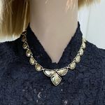 Vintage CORO Signed Light Gold Scalloped Choker Necklace Photo 1