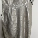 Saylor Woodgrain Jacquard One Shoulder Dress Silver Metal Womens New Small Photo 12