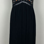 World Market Dress Womens Small Medium Black Embroidered Floral Maxi Boho India Photo 0