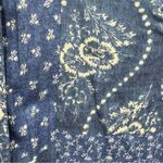 CHAPS  Blue Mixed Floral Patchwork Print Button Front Long Sleeve Top Size Medium Photo 3