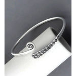 Boutique NEW Unisex‎ Engraved Geometric 925 Sterling Silver Cuff Bracelet, Adjustable Photo 2