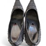 Nine West Y2K VTG. ‎ BLACK BEADED EMBELLISHED  POINTED TOE PUMPS SIZE 8 1/2 Photo 5