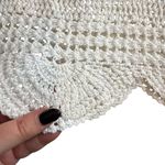 Free People  Size M Crocheted Boxy Crop Top Ivory White Beach Hippie‎ Cottagecore Photo 4