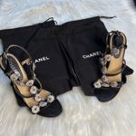 Chanel Black Camellia Charm Wedge Sandals Photo 6