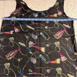 Vintage 90’s 100% Silk Sleeveless Tank Black Jewelry Tassel Print Women’s Size M Size M Photo 2
