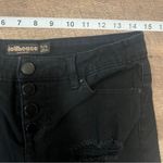 Dollhouse  Black Denim Shorts Juniors Size 5/6 Roll Up Buttonfly Stretch Distress Photo 3