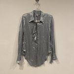 Sabina Musayev Opaline Top Womens Small Smoked Aqua Satin Ruffle Blouse Shirt Blue Photo 1