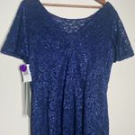 NWT Jackie Jon NY special occasion Navy Lace Glitter Dress Women’s Size 12 Blue Photo 4