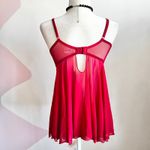 Maidenform Red Lace Sheer Babydoll‎ Top Y2K 2000s Coquette Romantic Soft Girl Small Photo 2