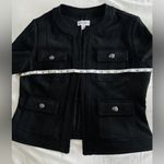 Carmen Marc Valvo Black Faux Suede Military Jacket Medium | Pockets Photo 6