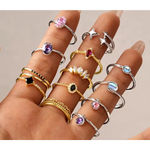 Boutique NEW‎ Dainty 14k Gold Plated Silvet Black Melee Ring Size 5.5 Photo 14