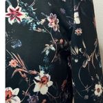 Zara Basic Floral Print Blazer Sz Sm Faux Leather Trim Black Cropped Jacket Photo 8