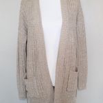Poof! Woman’s Oversized Tan Knitted Style Open front Cardigan - Size Small Photo 1