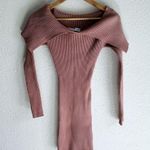 ZARA Ribbed Off Shoulder Bodycon dress Mauve Sz Medium Instagram favorite Photo 0