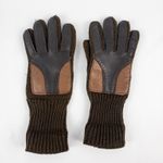 Interpur Vintage Brown Knit Fabric Vinyl Patch Gloves Womens One Size Photo 1