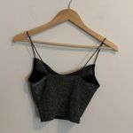 H&M Divided Womens Size XXS Cropped Top Black Metallic Tank Top Slinky Party Photo 2
