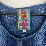 Johnny Was Nye Blue Eyelet Embroidered Sleeveless Button Up Tank/Blouse Large Photo 4