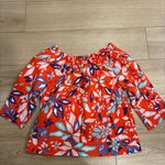 Diane Von Furstenberg  Jennette Off the Shoulder Cotton Top Floral Size M Photo 1