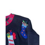 Ugly Christmas Sweater VTG Women's Christmas Cardigan Ugly Sweater XL Holiday Party Bells Black Y2K Photo 4