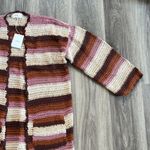 Xirena Browm Striped Cardigan Sweater Small Boho Casual Crochet Neutral Brown Photo 4