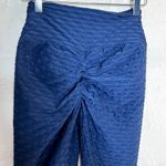 New Mix Navy Ruched Butt Textured Leggings Photo 3