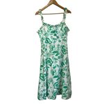 Draper James RSVP Ruffle Neck Midi Dress Green Floral Linen Blend NWT Sz 10 Photo 1