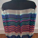 Bisou Bisou Sheer Button Up Striped Multicolored Blouse, size M Photo 3