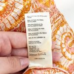 Anthropologie  V Neck Short Sleeve Tie Tassel Shoulder Printed Top Blouse Orange Photo 8