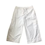 Ralph Lauren Lauren  100% Cotton Wide Leg Cargo Pedal Pusher/Capri White Pant 12P Photo 1