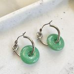 Jade Earrings, Dangle Jade Earrings, Knotted Hoop Earrings Green Photo 5