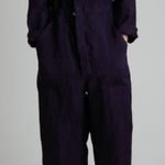 Moskiddos Linen Jumpsuit Coverall Long Sleeve Navy Blue Size M Photo 0
