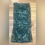 ZARA Deep Green Marble Print Mesh Ruched Midi Skirt Size Small Photo 6