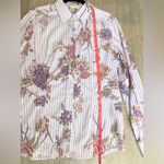 Etro Floral Stripe Shirt Womens 12 Classic Printed Poplin Button Down Top Purple Photo 12
