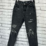 Old Navy Vintage Y2K Extra High Rise Straight Leg Jeans Dark Grey Distressed 8 Photo 7