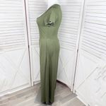 Cider  Jumpsuit Square Scoop Neck Wide Leg Short Sleeve Olive Green‎ 0XL 12 14 Photo 2