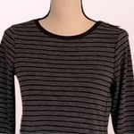 Loft dark grey with thin black stripes bodycon striped dress. Size XS. EUC Photo 1