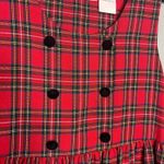 Plaza South Vintage Red Plaid Sleeveless Maxi Dress Size 10 Black Velvet Button Photo 4