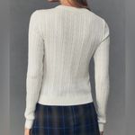 Maeve NWOT  Anthropologie Crew-Neck Fitted Cable-Knit Sweater in White Photo 2