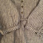 Garnet Hill Garnett Hill European Flax Linen Engineer Stripe Ruffle Blue White Dress 0 Photo 6