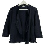 Eileen Fisher Size L Cardigan Sweater Silk Organic Cotton Simple Fringe Detail Photo 1